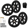 4 Pack 6 Inch Solid Replacement Wheels - Environmentally Friendly Rubber Material, Wear-Resistant PU Tires, Anti-Slip, and Durable ABS Wheel Hub -
