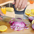 JAYVAR Onion Holder for Slicing, Onion Cutter Vegetable Chopper, Stainless Steel Tomato Slicer Vegetable Cutter for Potato, Avocados, Eggs, Food