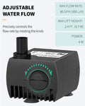 Uniclife 80 GPH Submersible Water Pump 4W 2.4ft High Lift Quiet Pump for Fountain Aquarium Fish Tank 80GPH