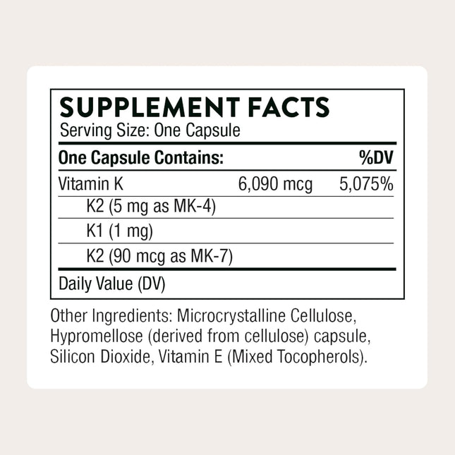 THORNE Vitamin K (Formerly 3-K Complete) - Vitamins K1 and K2 (As MK-4 and MK-7)
