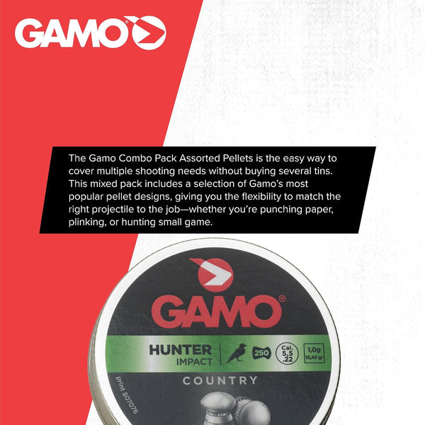 Gamo Air Rifle Pellet Combo Pack - .177 or .22 Caliber Performance Pellets with Hunter, Magnum, Master Point and Match Styles for Target Shooting