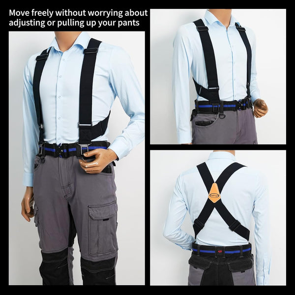 MELOTOUGH Belt Clip Suspenders For Men Heavy Duty, Outback Side Clip/Trucker Men's Suspenders with 2inch Width Elastic Black