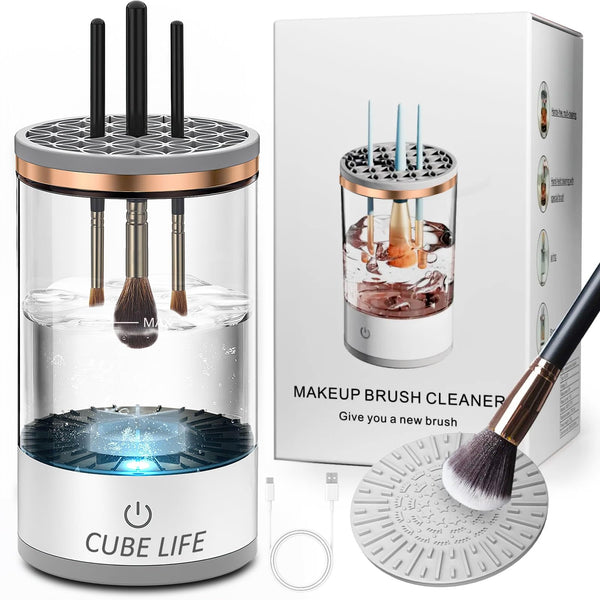 CUBE LIFE Electric Makeup Brush Cleaner Machine, 1200Mah Cosmetic Brush Cleaner Machine for All Type Makeup Brushes, Makeup Brush Cleanser, Brush