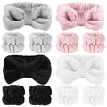 SLNZAPTY 12 PCS Face Wash Headband Wristband Sets for Women and Girls | Soft Microfiber Spa Hair Wraps, Makeup Skincare Bath Headbands, Wrist