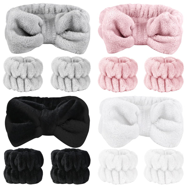 SLNZAPTY 12 PCS Face Wash Headband Wristband Sets for Women and Girls | Soft Microfiber Spa Hair Wraps, Makeup Skincare Bath Headbands, Wrist