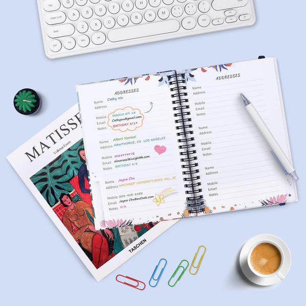 JUBTIC Address and Password Book with Alphabetical Tabs Hardcover Spiral Bound Address Organizer for Contacts,Internet Website Logins,Telephone