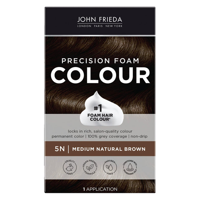 John Frieda Precision Foam Colour, Medium Natural Brown 5N, Full-Coverage Hair C