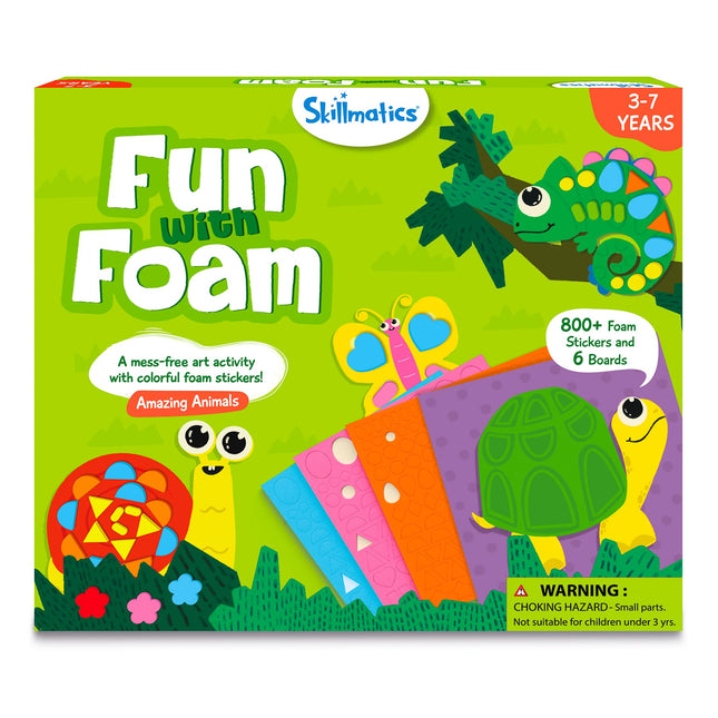 Skillmatics Foam Sticker Art Activity - Animals, Mess-Free Fun for Kids, 800+ 3D Foam Stickers, DIY Felt Craft Kits, Gif