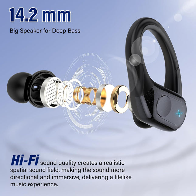 Wireless Earbuds Bluetooth 5.4 Headphones Sports, 75H Stereo Deep Bass over Ear Buds with Earhooks, Bluetooth Earbuds wi