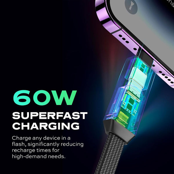 Statik Hexcharge Keychain Charger Cable - Portable 4 in 1 Charging Cable Key Ring, 60W Fast Charging, Universal Multi Charging, Compatible with