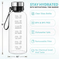 64 OZ Glass Water Bottle, Large Borosilicate Glass Drinking Bottles Black 64 Ounces