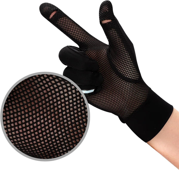 IPENNY Women Summer UPF 50+ UV Sun Protection Gloves 2 Fingers Flip Mesh Cooling Breathable Touchscreen Anti Slip Mittens Black