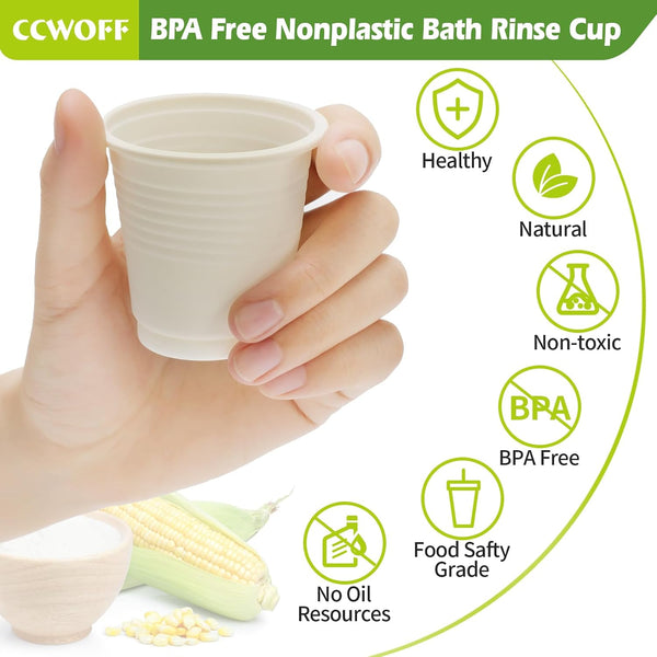 Compostable Disposable 3oz Bathroom Cups 100P Mouthwash Eco Friendly Plastic Paper Cups Biodegradable Bath Rinse Medicine Urine, Replace Mini