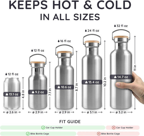 Bambaw Insulated Water Bottle 24Oz | Stainless Steel Water Bottle | Insulated Water Bottles | Travel Water Bottle | Metal Water Bottle | Large