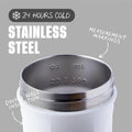 Blenderbottle Strada Shaker Cup Insulated Stainless Steel Water Bottle with Wire Whisk, 24-Ounce, White