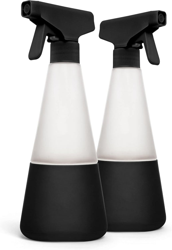Cleancult Glass Spray Bottles (16Oz, 2 Pack) - Refillable All Purpose Cleaning Spray Bottle - Bpa-Free Plastic Nozzle & Non Slip Silicone Sleeve -