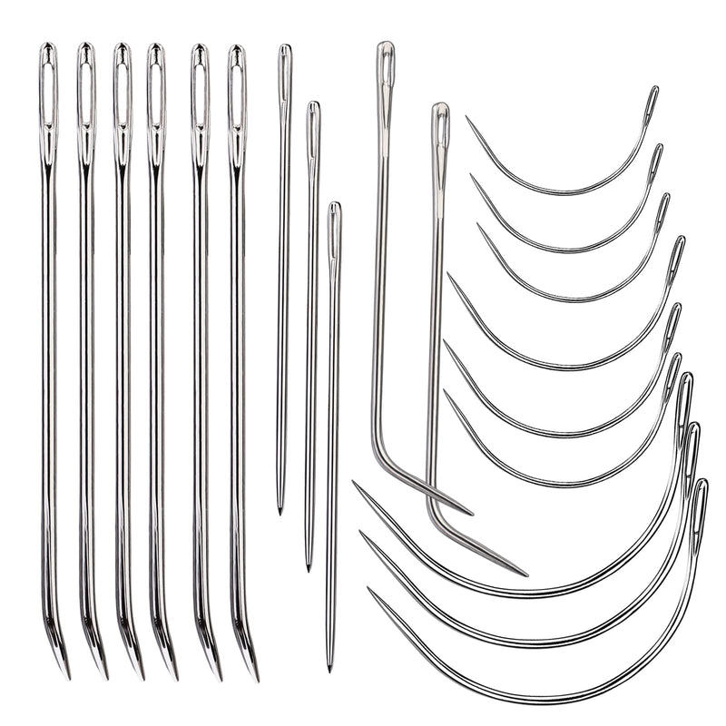 20 Pcs Leather Sewing Needles,Heavy Duty Sewing Needles Kit Include Curved Leather Needle,Sack Needle,Hand Sewing Needle,Leather Needles for