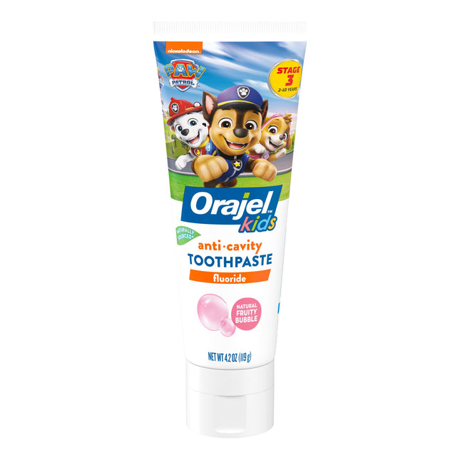 Orajel Kids Paw Patrol Anti-Cavity Fluoride Toothpaste, Natural Fruity Bubble Fl
