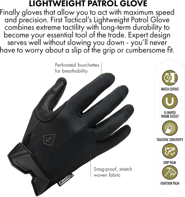 First Tactical MenÃ¢ÂÂS Lightweight Patrol Glove | Skin Tight Goatskin Palm wi