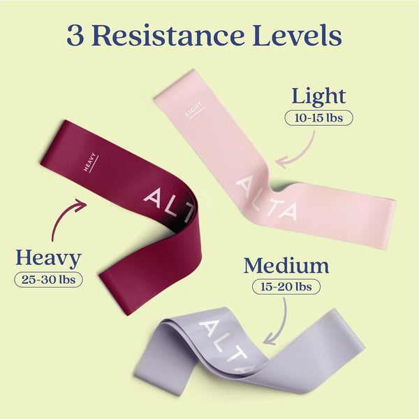 ALTA Mini Loop Bands for Exercise - Premium Durable Latex - Small Resistance Bands for Women, Booty Bands for Working Out, Leg Stretch Loops for