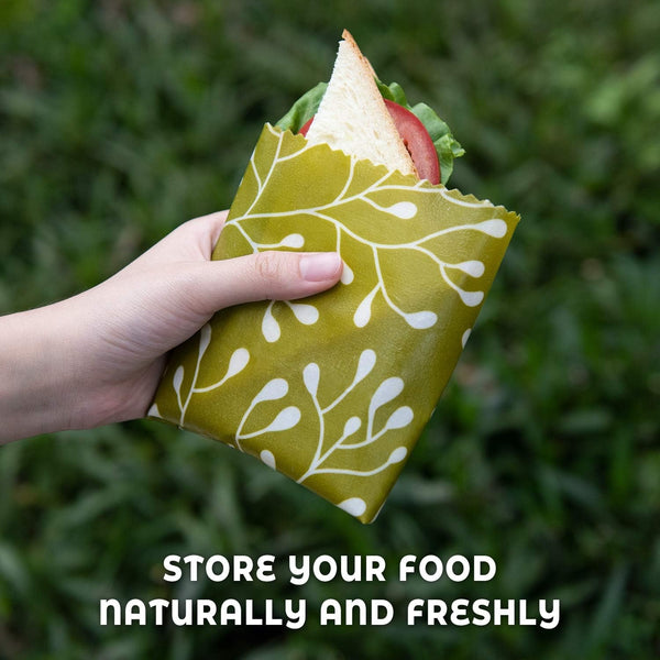 Akeeko Reusable Beeswax Food Wraps - Assorted 9 Packs, Reusable, Plastic-Free Food Storage, 5 Small, 2 Medium, 1 Large, 1 Extra Large Wraps with