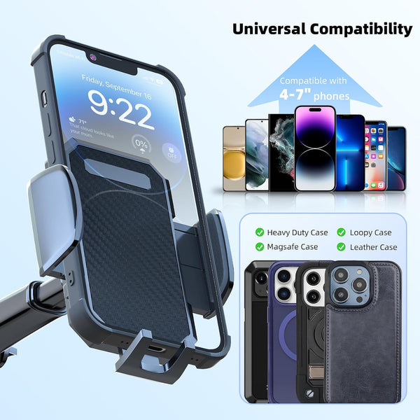 FBB Phone Mount for Car, [ Off-Road Level Suction Cup Protection ] 3in1 Long Arm Suction Cup Holder Universal Cell Phone Holder Mount Dashboard