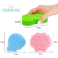 Baby Bath Sponge, Natural Cute Shapes Soft Shower Sponges for Bathing, Bathtub Foam for Infants and Toddler, 3pcs : Blue Dolphin, Pink Shell,