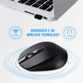 Cimetech Wireless Ergonomic Optical Mouse, 6 Buttons, Silent with USB Receiver and 3 Adjustable DPI for Laptop, Desktop, Mac, PC - Black