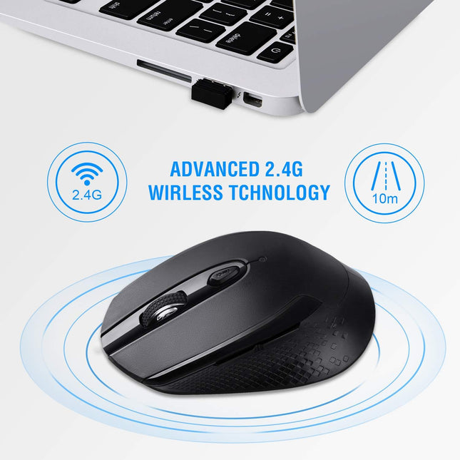 Cimetech Wireless Mouse, 2.4G Wireless Ergonomic Optical Mouse, Slim Silent Mouse with USB Receiver and 3 Adjustable DPI