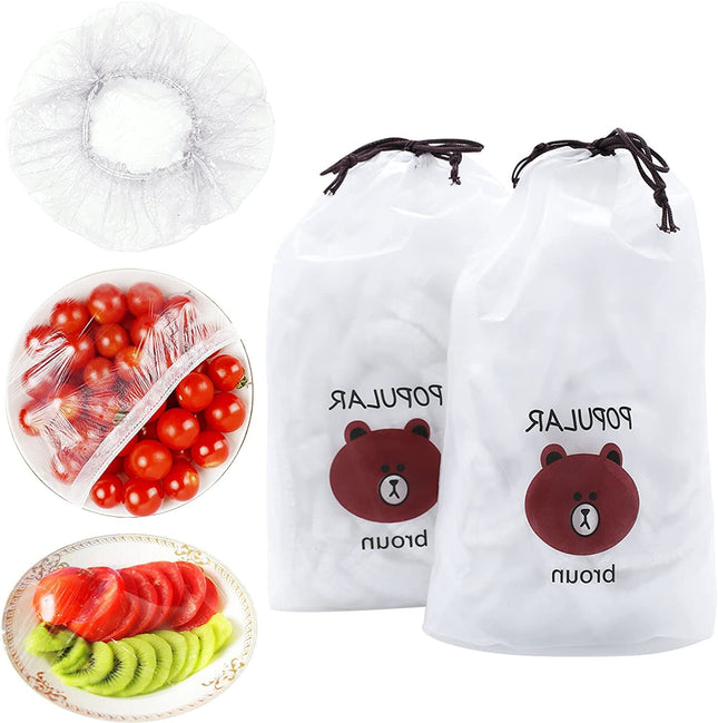 200PCS Fresh Keeping Bags, Plastic Sealing Bags Food Cover, Elastic Stretch Adjustable Bowl Lids, Universal Kitchen Wrap