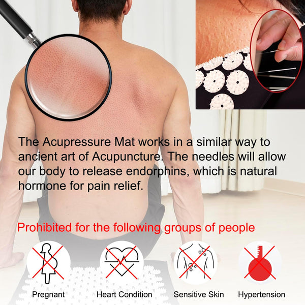 Xiaomage Acupressure Mat and Pillow Set with Bag - Extra Long Acupuncture Mat for Neck & Back Pain Relief- Naturally Relaxation Gift for Women -