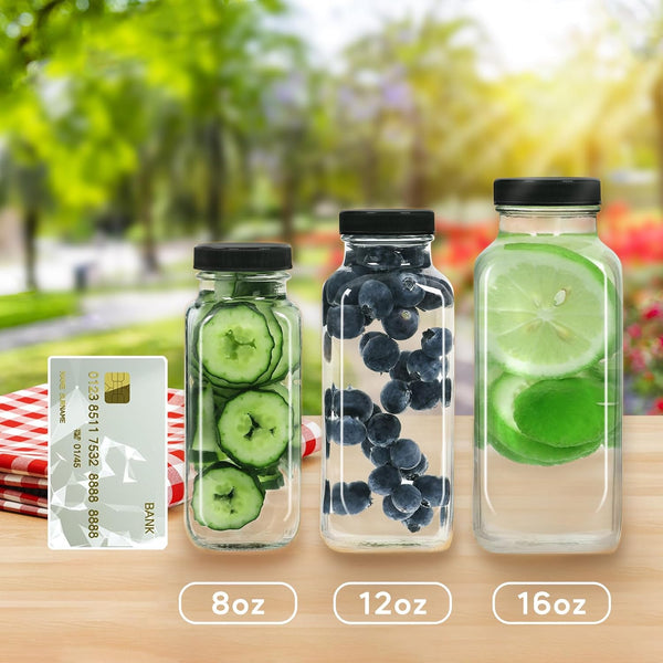 STARSIDE 12 Oz Glass Juice Bottles with Lids,3 Pack Reusable Glass Drink Bottles,360Ml Water Bottles for Milk,Juicing,Kombucha,Ginger,Beverage