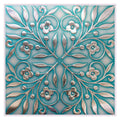 Main Street Peel and Stick Wallpaper Tiles, Teal & Silver Leaves, 24-Pack | 8"x8" tiles, covers 10.67 sq ft. Peel-and-stick paper, no extra