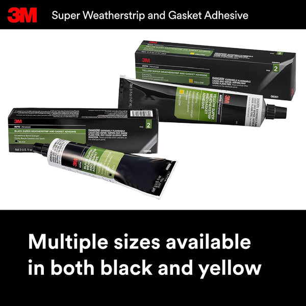 3M Black Super Weatherstrip and Gasket Adhesive, 08008, 5 fl oz, 1 Per Pack Black 5 fl. oz.