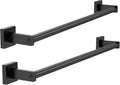 MKO Towel Bar for Bathroom, 24" Hand Towel Holder with Metal, Black Towel Rack Hanger Sturdy Wall Mounted for Kitchen Home Essentials, 2 Pack