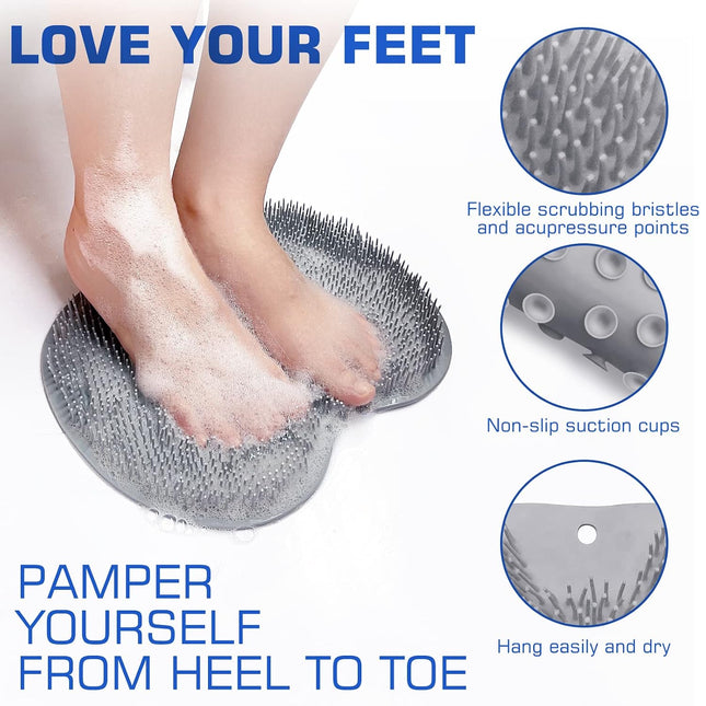 Shower Foot Scrubber Mat Back Washer Exfoliating Bath Wash Pad Wall Mounted Slip