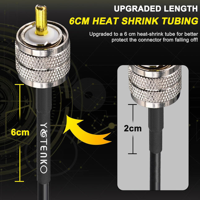 RG58 Coaxial Cable 49.2Ft, CB Coax Cable, UHF PL259 Male to Male Coaxial 50 Ohm 