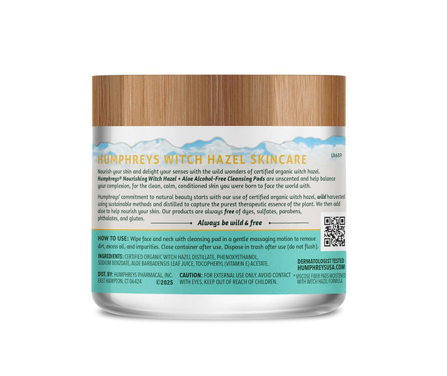 Humphreys Witch Hazel Nourishing Cleansing Pads | Wild Harvested Witch Hazel & A