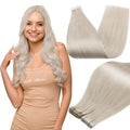 Full Shine Human Hair Tape In Extensions, Ice Blonde 10 Inch | 30G 20Pcs, Remy Hair Extensions Real Human Hair, PU Tape Base, Add Volume For Fine