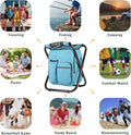 Kikerike Backpack Stool Cooler Chair Heavy Duty 400 LBS Max Load Portable Lightweight Folding Fishing Cooler for Camping Hunting Fishing - Sky Blue