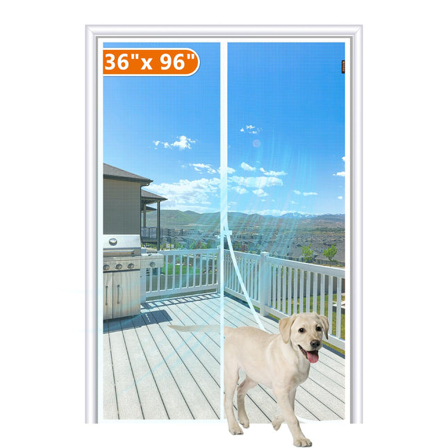 MAGZO Magnetic Screen Door Fit Door Size 36 X 96 Inch, Screen Size 38" X 97" Str