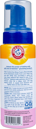 Arm & Hammer for Pets Odor Control No-Rinse Foam Dogs Kiwi Blossom Scent Waterless Baking Soda Deodorizer pH Balanced 8 FL OZ Sulfate-Free Odor