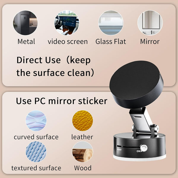 Vacuum Magnetic Phone Holder Updated Suction Cup Phone Mount Foldable Multi-Scenario Application 360° Adjustable Magnetic Phone Holder for