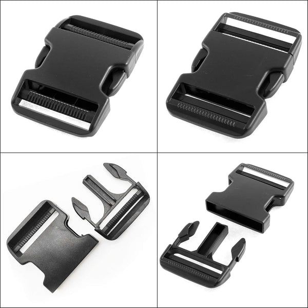 2 Inch Belt Buckle Clip, 2 Pack Quick Side Release Buckles Extra Thick Dual Adjustable Heavy Duty Plastic Buckle Replacement for 2''(50mm) Nylon