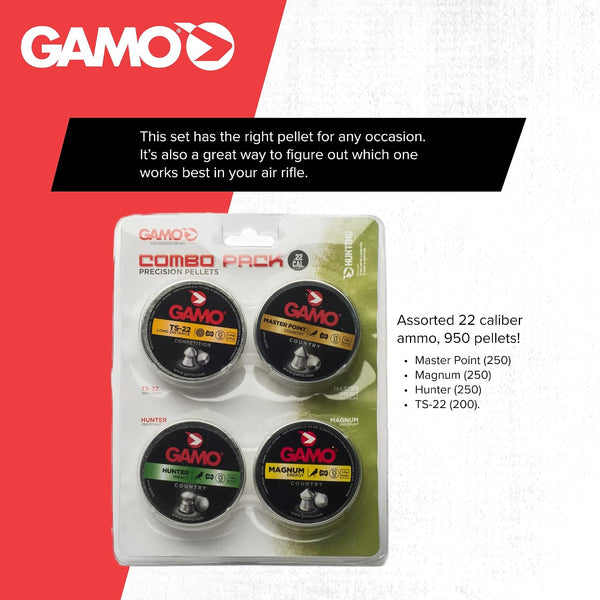 Gamo Air Rifle Pellet Combo Pack - .177 or .22 Caliber Performance Pellets with Hunter, Magnum, Master Point and Match Styles for Target Shooting