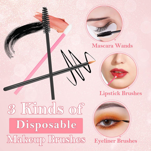 Disposable Applicators Kit with Makeup Puff, Mixing Palette, Artist Supplies, Accessories, Mascara Wands, Lip Brushes, Hair Clips, Powder Puffs