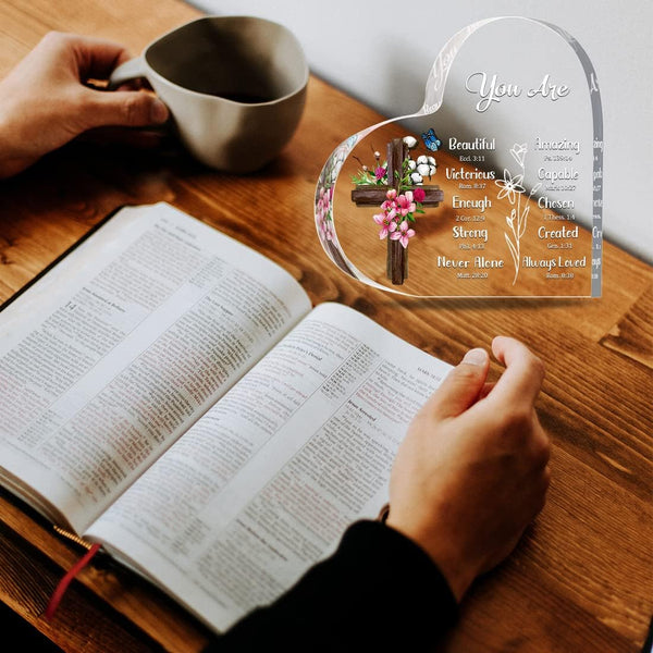 JUNQIU Christian Gifts For Women, Religious Gifts, Hearts Christian Plaques | Inspirational Gifts For Women, Bible Verse, Biblical, Cross, Faith,