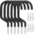 6 Pack Heavy Duty Garage Bike Storage and Utility Hooks-5.7 Inches for Garage Wall and Ceiling-Garage Hooks for Hanging Bicycle,Hose,Cords,and