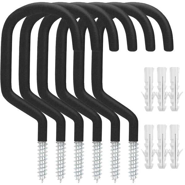 6 Pack Heavy Duty Garage Bike Storage and Utility Hooks-5.7 Inches for Garage Wall and Ceiling-Garage Hooks for Hanging Bicycle,Hose,Cords,and