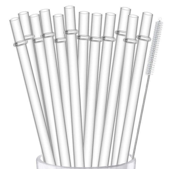 ALINK 12-Pack Reusable Plastic Clear Straws, 13 Inch Extra Long Tumbler Straws for Stanley Cups, 1 Gallon, 64 Oz 40 Oz 3